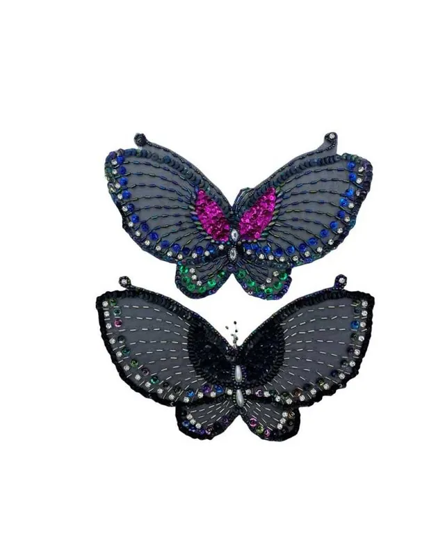 Applicazione Farfalla da Cucire Perle Goccie Strass Paillettes Cucite Dimensione 22x15 Cm A Buon Prezzo