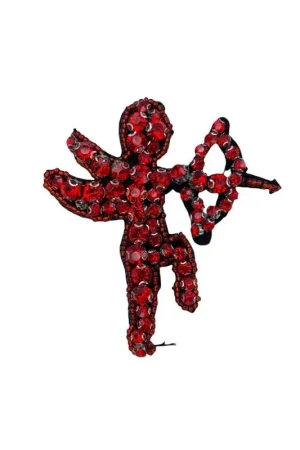 Occasione Applicazione Termoadesiva Patch Cupido Strass Perline Cucibile Rosso 8x7 Cm
