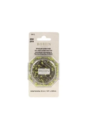 Bohin, Spilli Super Fini con Testa di Vetro Gialli per Patchwork e Quilting da 35 x 0,50 mm - 200pz Di Tendenza