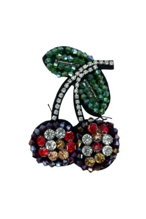 Applicazione Termoadesiva Patch Ciliegia Strass Perline Cm 8x6 Prezzo Basso