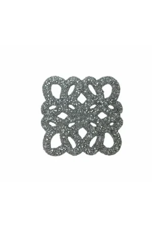 Occasione Imperdibile Applicazione Termoadesiva Patch Micro Strass Argento Modello Mattonella 45x50 Mm