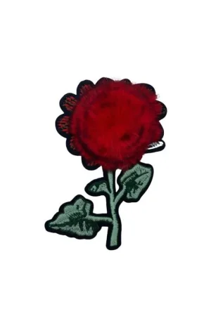 Applicazione termoadesiva patch ricamata fiore con pelliccia rossa Novità