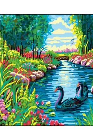 Nuova Collezione Canovaccio antico - Cigni sul fiume - Collection d'Art