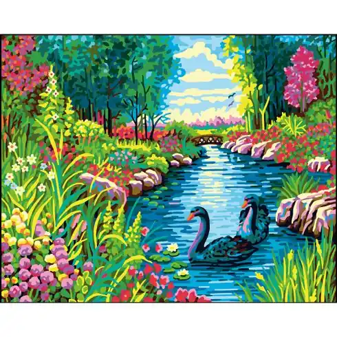 Nuova Collezione Canovaccio antico - Cigni sul fiume - Collection d'Art