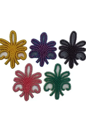 Applicazione termoadesiva patch giglio perline cucite 13x10 Cm Acquista Ora