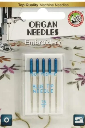 5 Aghi da Ricamo con Punta Blu 75 per Macchina da Cucire - Embroidery Blue Tip, Organ Needles Solo Oggi