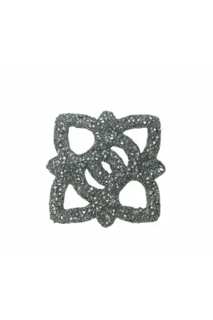 Applicazione Termoadesiva Patch Micro Strass Argento Modello Mattonella 4x4 Cm Spedito Oggi