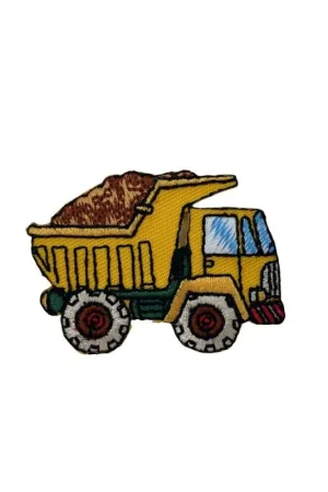 Applicazione Termoadesiva Patch Ricamo Camion Edile Giallo 50x35 Mm Spedizione Gratuita