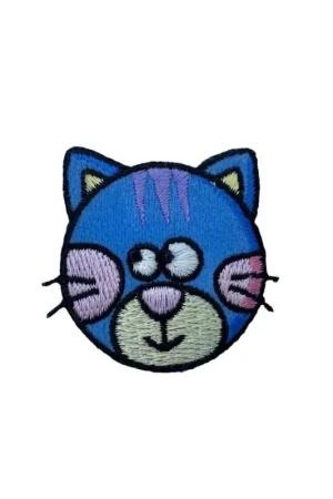 Applicazione Termoadesiva Patch Testa Gatto Celeste Baby 4x4 Cm Prezzo Basso