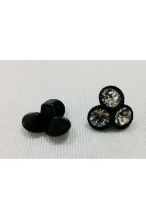 Consegna Rapida Bottone Gioiello Strass Nero con Gambo Metallo 1,5x1,5 cm