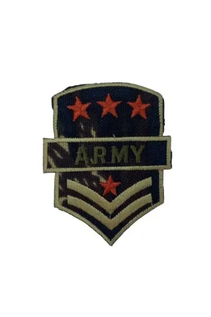 Applicazione Termoadesiva Patch Mimetico Militare Ricamo ARMY Stelle Grado 55x70 Mm Popolare