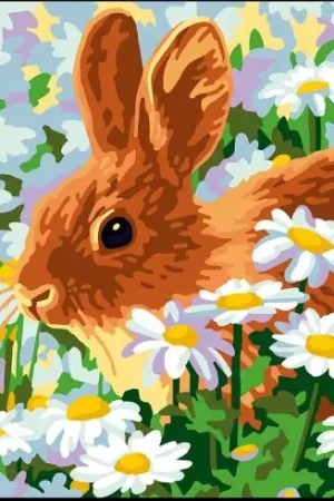 Esclusivo Canovaccio antico - Coniglio nelle margherite - Collection d'Art