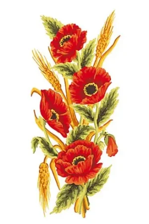 Canovaccio antico - Papaveri e spighe di grano - Collection d'Art Più Venduto