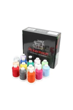 Set di 16 filati per cucire 100% Poliestere in Coni da 1000m - Ackermann Overlock Offerta Del Giorno
