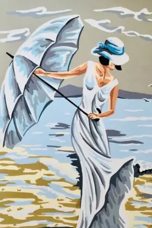 Promozione Esclusiva Canovaccio antico - Donna sulla spiaggia - Gobelin. L