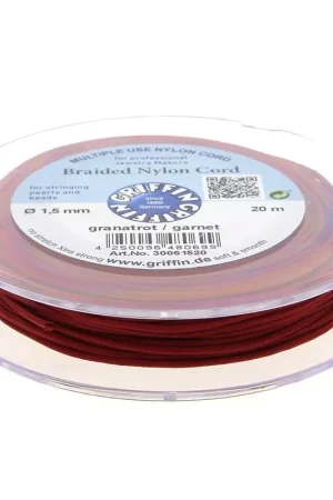 Bestseller Fil de jade / Fil nylon tressé européen Griffin 1.5 mm - Garnet x20m