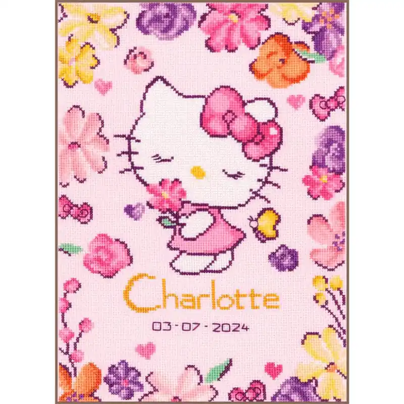 Nuovo Arrivo Kit a Punto Croce - Hello Kitty con Fiori - Vervaco