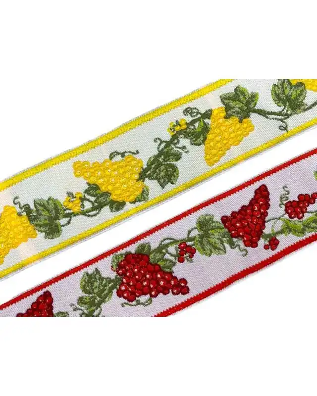 Offerta Limitata Passamaneria Nastro Gallone Tirolese Ricamo Grappoli Uva Alto 45 Mm