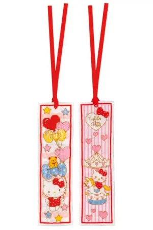 Reso Gratuito Kit a Punto Croce Set di 2 Segnalibri Hello Kitty Cuori - Vervaco