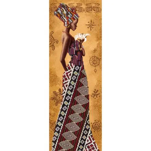 Kit di ricamo con perline - Donna africana con giglio - Nova Sloboda Bestseller
