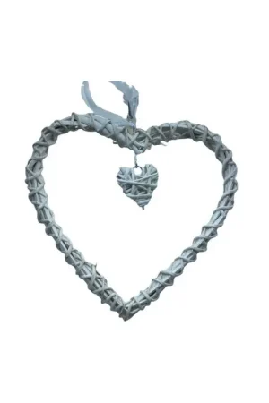 Promo Stagionale Oggetto Cuore shabby legno bianco 25 cm