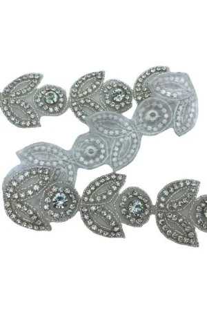 Occasione Imperdibile 10 Cm 2 Pezzi Applicazione Termoadesiva Patch Fiore Foglia Argento Strass Fiore Alta 5 Cm