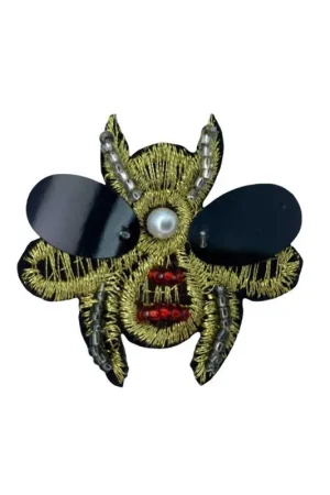 Direttamente Dal Produttore Applicazione Termoadesiva Patch Ricamo Filo Lurex Oro Scarabeo Perla 4,5 Cm