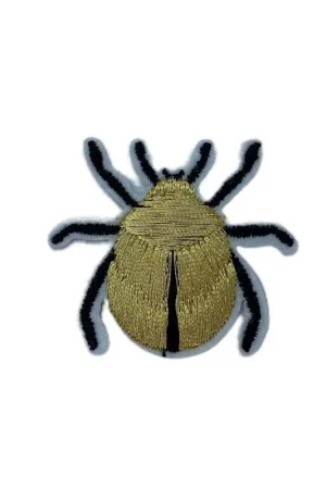 Occasione Imperdibile Applicazione Ricamo Filo Lurex Patch Termoadesiva Scarabeo Oro Nero 4 cm