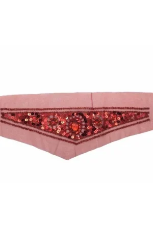 Prezzo Basso Applicazione scolli per camicie e vestiti base tulle triangolo rosso pietre 35x9 cm