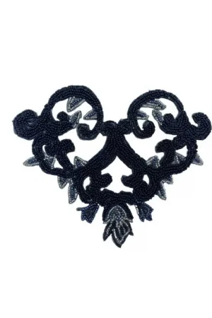 Applicazione Patch Gioiello Moda Termoadesiva Perline Nero 15x19 Cm Solo Oggi