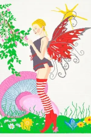 Promozione kit ricamo a punto croce - Fata fungo viola - Anagram