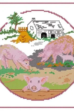 Offerta kit ricamo a punto croce - I maiali - Aux 4 points du monde