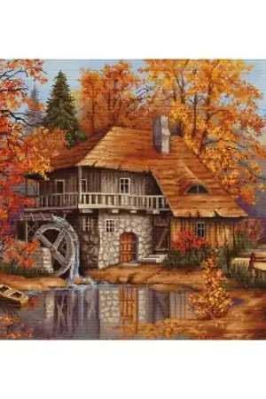 Offerta kit ricamo a punto croce - Mulino in autunno - Luca-S