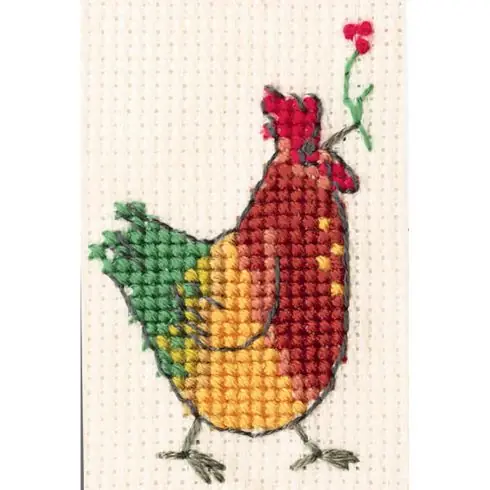 Saldi kit ricamo a punto croce - Gallina e fiore rosso - RTO