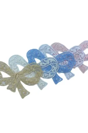 Applicazione cucibile tulle fiocco ricamo ghirigoro 13x9 cm Bestseller