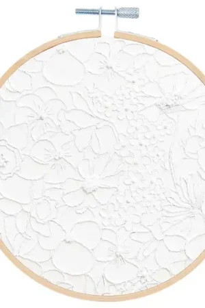 Vendita Finale Kit da Ricamo Lineare con Telaio - Fiori Bianchi - Rico Design