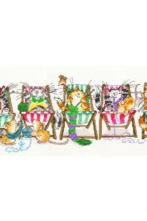 Offerta kit ricamo a punto croce - I gattini lavorano a maglia - Bothy Threads