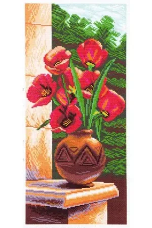 kit ricamo a punto croce - Vaso di tulipani - Collection d'Art Offerta Speciale