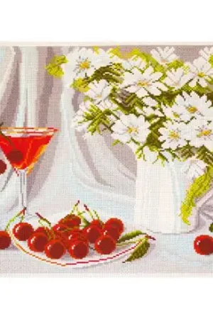 Prezzo Ridotto kit ricamo a punto croce - Natura morta con ciliegie - Collection d'Art