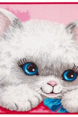 Popolare kit ricamo a punto croce - Gattino al nastro - Collection d'Art