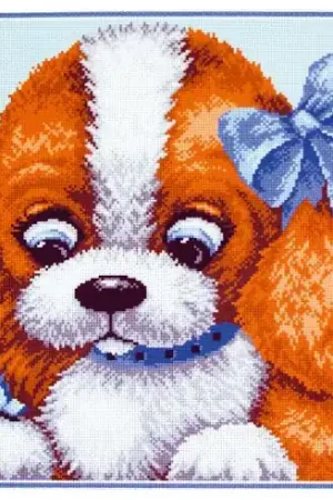 kit ricamo a punto croce - Cucciolo al nastro - Collection d'Art Subito Disponibile