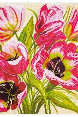 Novità kit ricamo a punto croce - Tulipani rosa - Collection d'Art