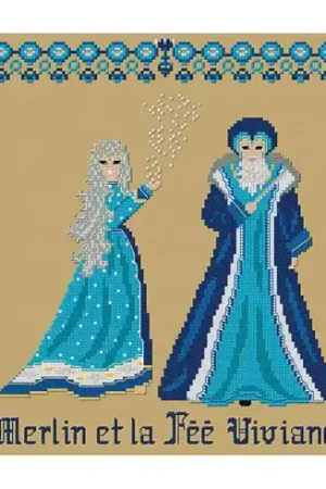 kit ricamo a punto croce - Merlino e la fata Viviana - Catherine Debusne Nuova Collezione