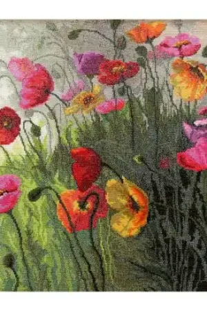 kit ricamo a punto croce - Campo di papaveri - Charivna Mit Prezzo Scontato