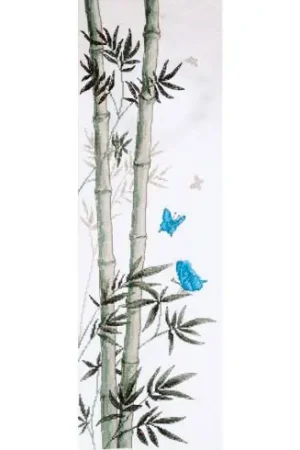 Spedizione Espresso kit ricamo a punto croce - Farfalle su uno stelo di bambù - Charivna Mit
