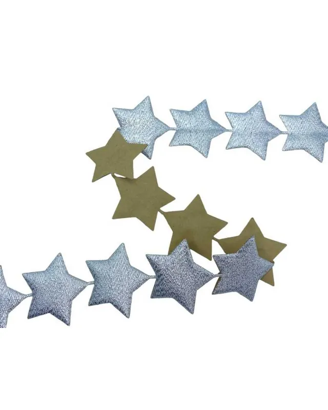 Passamaneria Stelle Adesive Tessuto Argento Lurex 38 Mm Di Tendenza