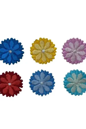 Di Tendenza Applicazione Fiore Patch Termoadesiva Ricamo Bicolore 25 Mm
