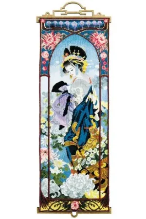 Acquista Ora Kit per ricamo a punto croce con perline - Geisha con crisantemi - Charivna Mit