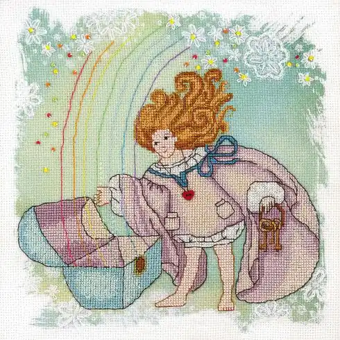 Kit per ricamo a punto croce con perline - Angelo disubbidiente - angelo del tesoro - Charivna Mit Sconto