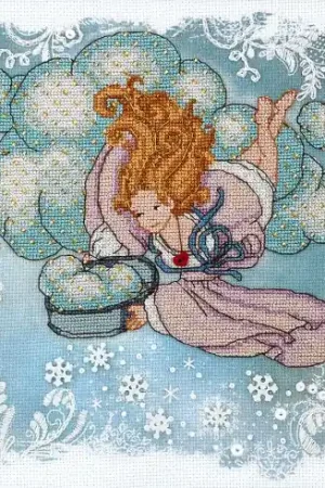 Occasione Imperdibile Kit per ricamo a punto croce con perline - Angelo disubbidiente, nevica - Charivna Mit